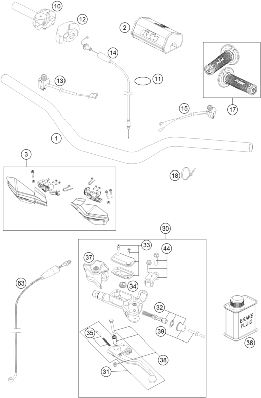 GUIDON ARMATURES POUR 250 XC 2016 (EU/US)