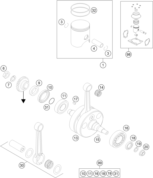 VILEBREQUIN PISTON POUR 250 EXC 2016 EU