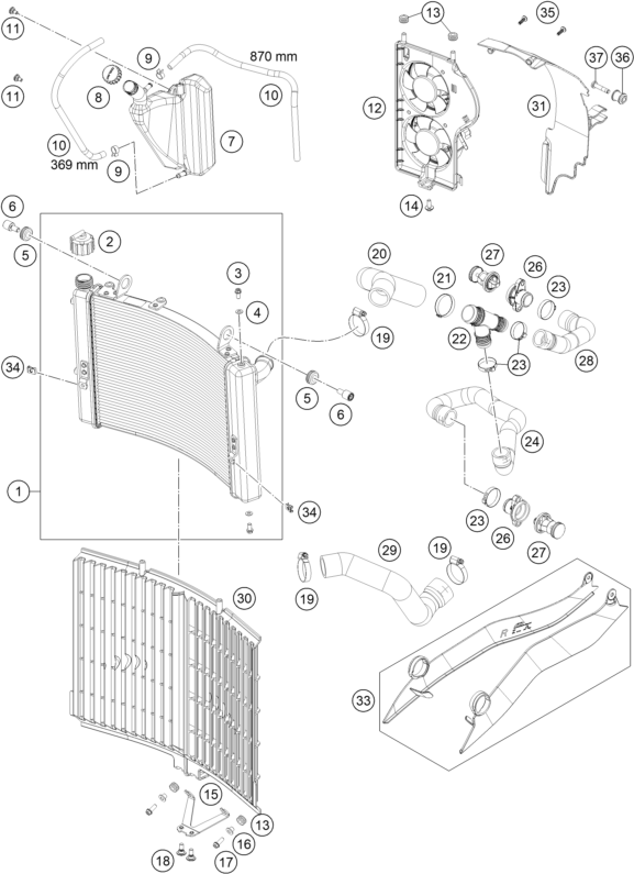 SYSTEME DE REFROIDISSEMENT POUR 1190 ADV. ABS ORANGE WES. 2016 (EU)