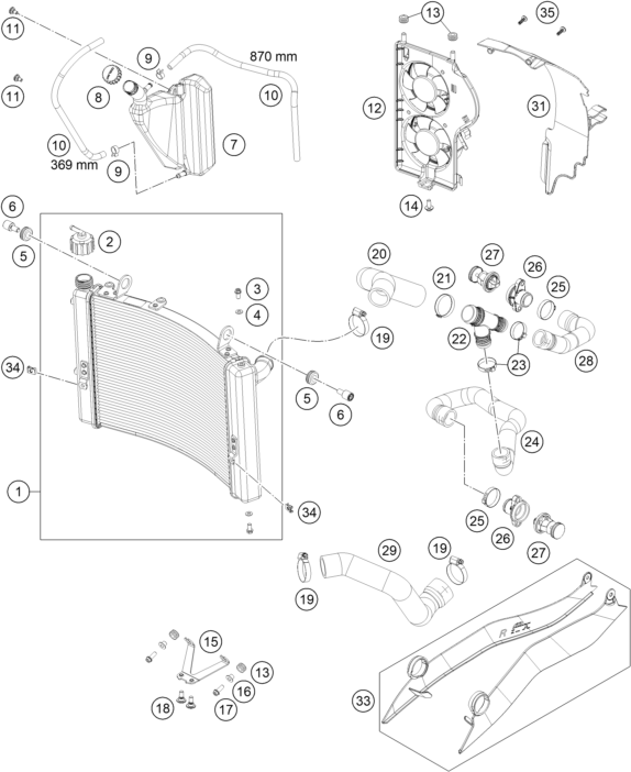 SYSTEME DE REFROIDISSEMENT POUR 1050 ADVENTURE ABS 2016 EU