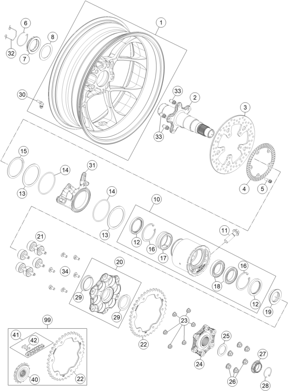 ROUE ARRIERE POUR 1290 SUPERDUKE R BLACK ABS 16 EU