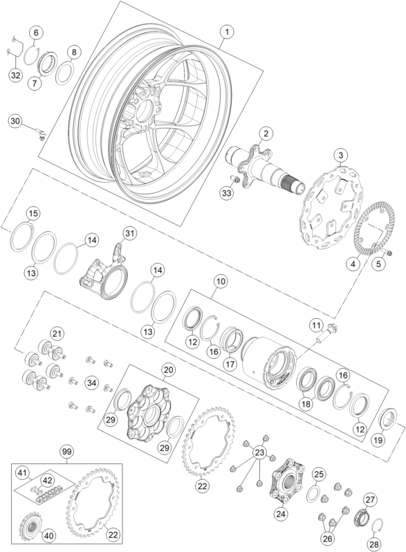 ROUE ARRIERE POUR 1290 SUPERDUKE R SE ABS 16 EU
