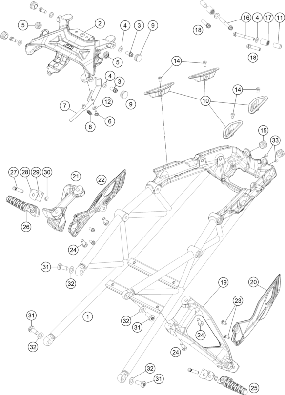 BRAS ARRIERE POUR 1290 SUPER DUKE GT GREY ABS 16 EU