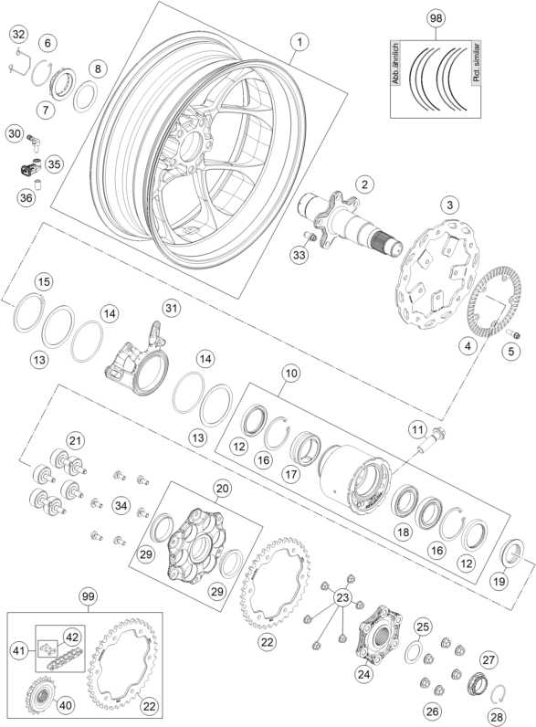 ROUE ARRIERE POUR 1290 SUPERDUKE R WHITE 17 EU