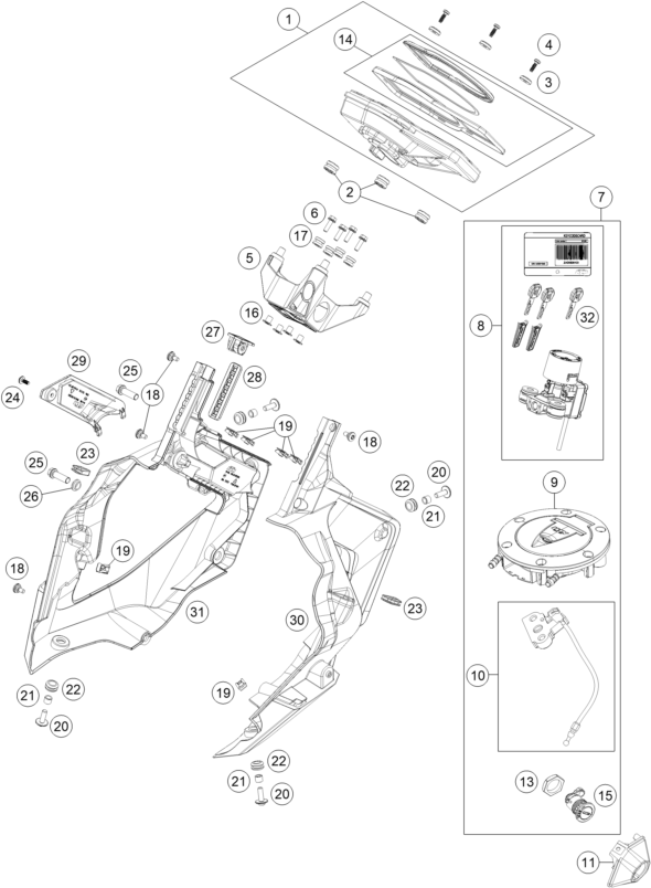 INSTRUMENTS SYSTEME DE VERROUILLAGE POUR 1290 SUPER DUKE GT BLACK 2018 (EU)