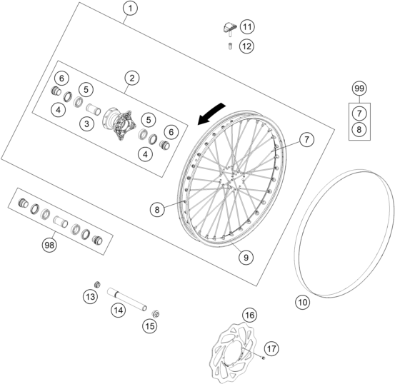 ROUE AVANT POUR FREERIDE 250 R 2016 (EU)