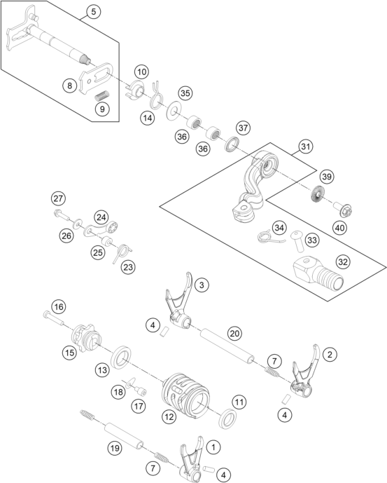 MECANISME DE SELECTION POUR FREERIDE 250 R 2016 (EU)