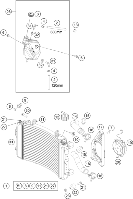 SYSTEME DE REFROIDISSEMENT POUR 690 DUKE ORANGE 2018 EU
