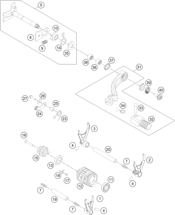 MECANISME DE SELECTION POUR 250 EXC-F 2016 (EU)