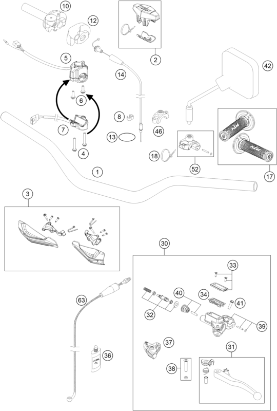 GUIDON ARMATURES POUR 125 EXC SIX DAYS 2016 EU