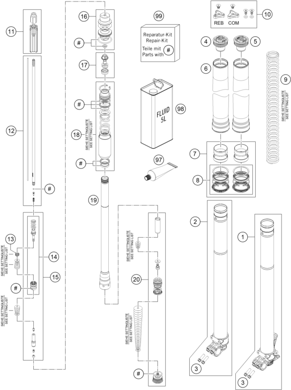 FOURCHE TELESCOPIQUE POUR 125 EXC SIX DAYS 2016 EU