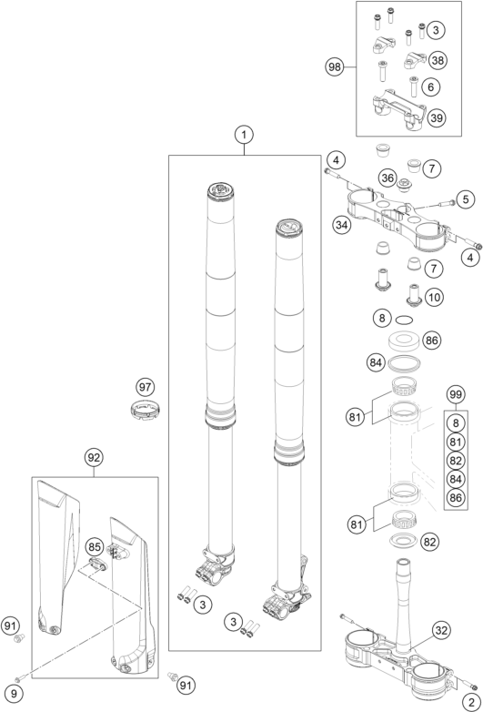 FOURCHE TELESCOPIQUE TE DE FOURCHE POUR 250 SX-F 2016 (EU)