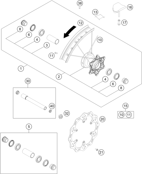 ROUE AVANT POUR 125 SX 2016 (EU)