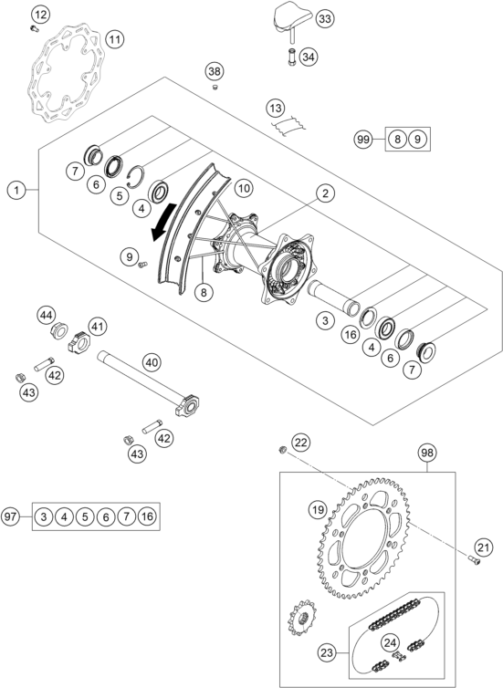 ROUE ARRIERE POUR 250 SX F 2019 EU