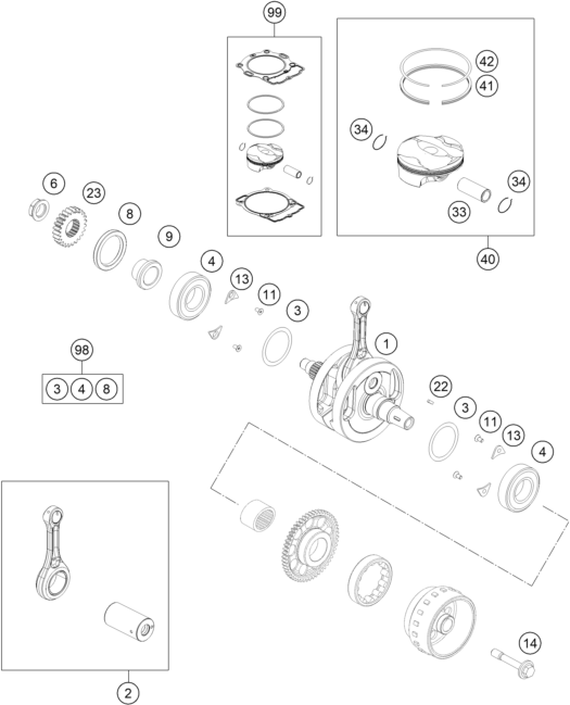 VILEBREQUIN PISTON POUR 250 EXC-F 2016 (EU)