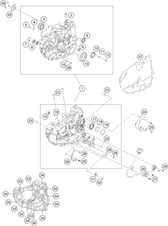 CARTER MOTEUR POUR RC 125 WHITE / ABS 2016 (EU)