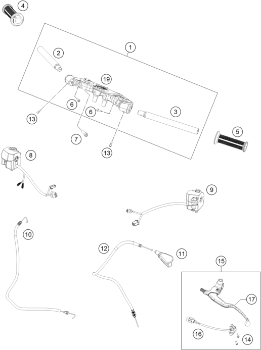 GUIDON ARMATURES POUR RC 125 WHITE ABS 2016 EU