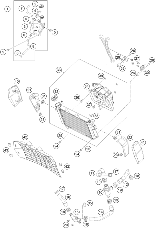 SYSTEME DE REFROIDISSEMENT POUR 200 DUKE OR. W/O ABS B.D. 16 (EU)