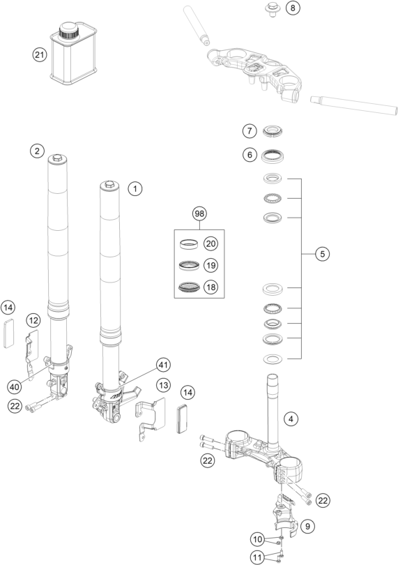 FOURCHE TELESCOPIQUE TE DE FOURCHE POUR RC 390 WHITE ABS 2016 EU