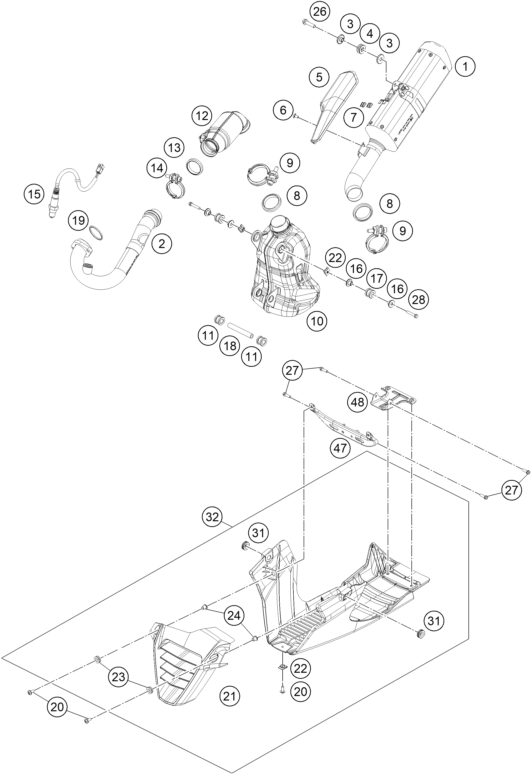 SYSTEME DECHAPPEMENT POUR RC 390 WHITE ABS 2016 EU