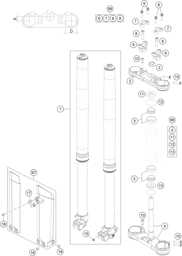 FOURCHE TELESCOPIQUE TE DE FOURCHE POUR 85 SX 1714 2017 EU