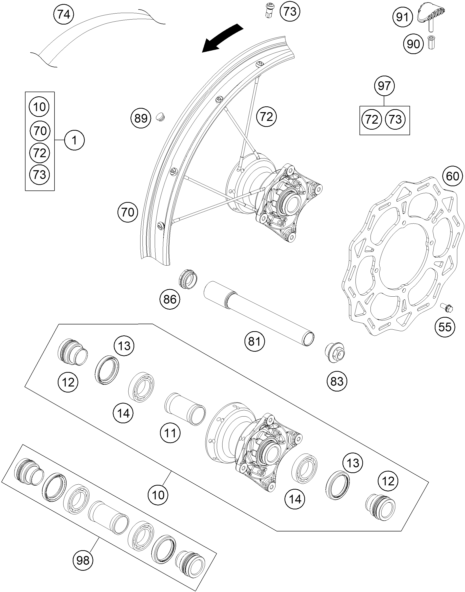 ROUE AVANT POUR 85 SX 17/14 2017 (EU)