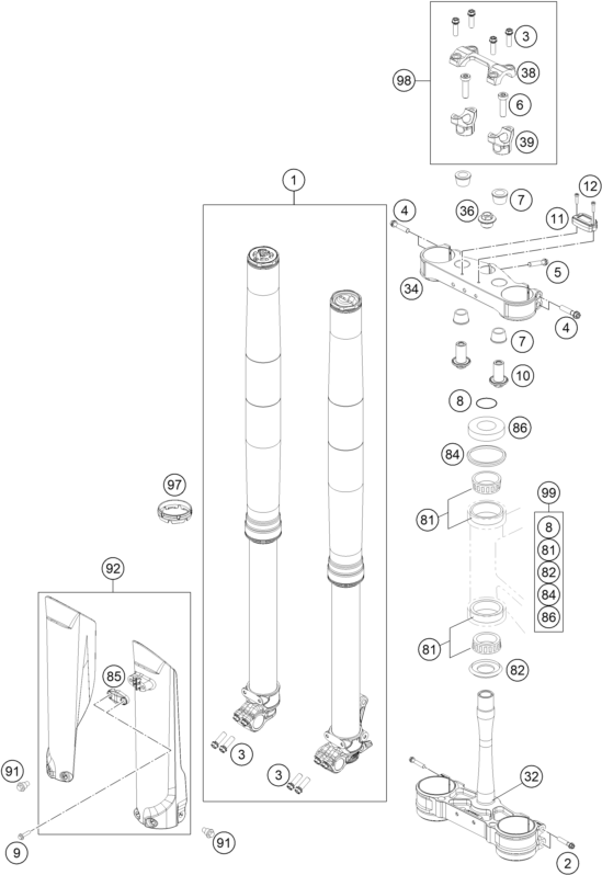 FOURCHE TELESCOPIQUE TE DE FOURCHE POUR 350 SX-F 2017 (EU)