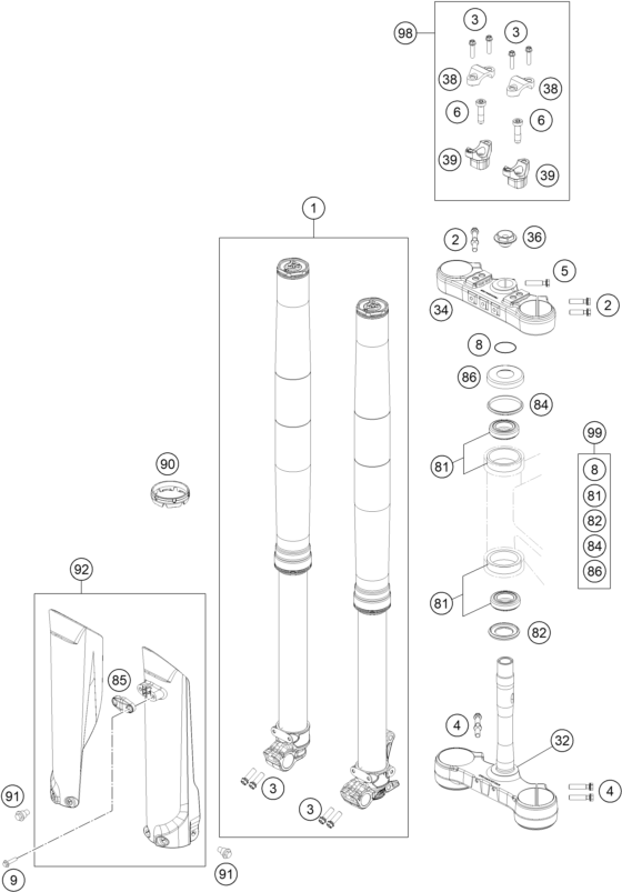 FOURCHE TELESCOPIQUE TE DE FOURCHE POUR 250 EXC TPI 2019 EU