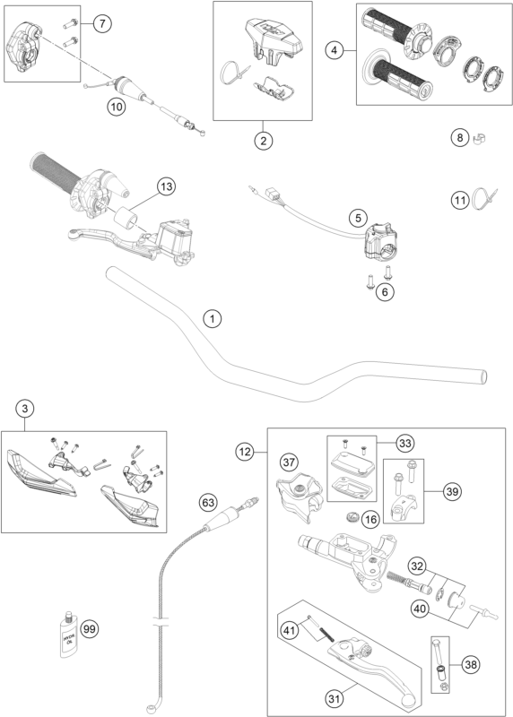 GUIDON ARMATURES POUR 125 XC W 2017 EU