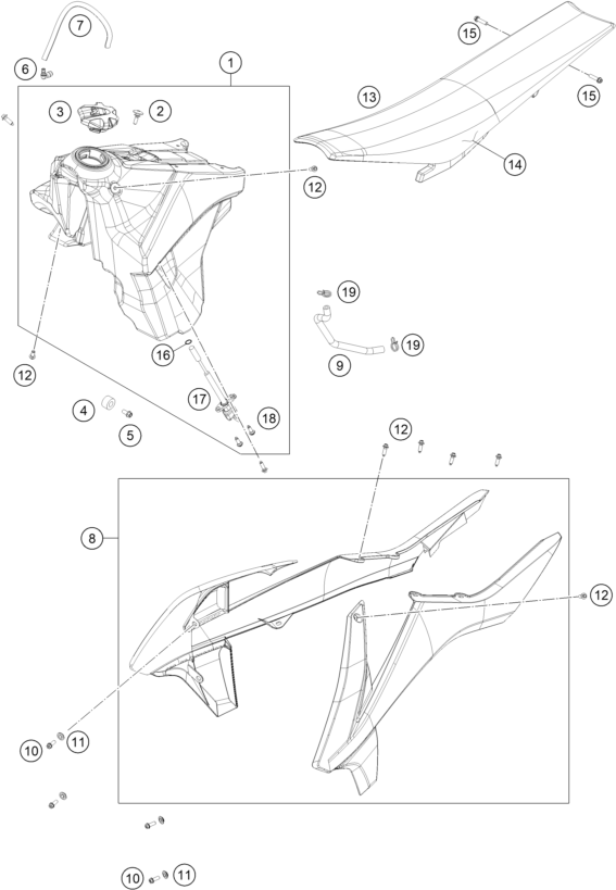 RESERVOIR SELLE POUR 125 XC-W 2019 (EU)