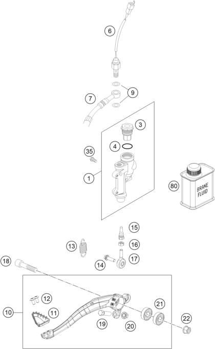 SYSTEME DE FREIN ARRIERE POUR 125 XC-W 2018 (EU)