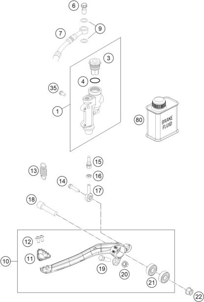 SYSTEME DE FREIN ARRIERE POUR 350 EXC-F SIX DAYS CKD 2023