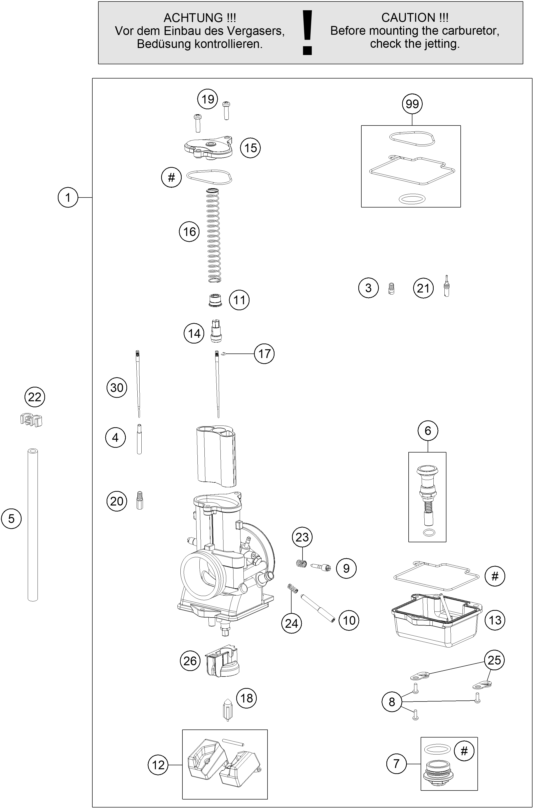 CARBURATEUR POUR 125 SX 2017 EU