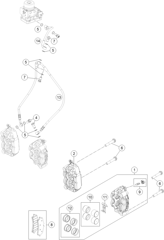 ETRIER DE FREIN AVANT POUR 1290 SUPER DUKE R BLACK 2018 EU