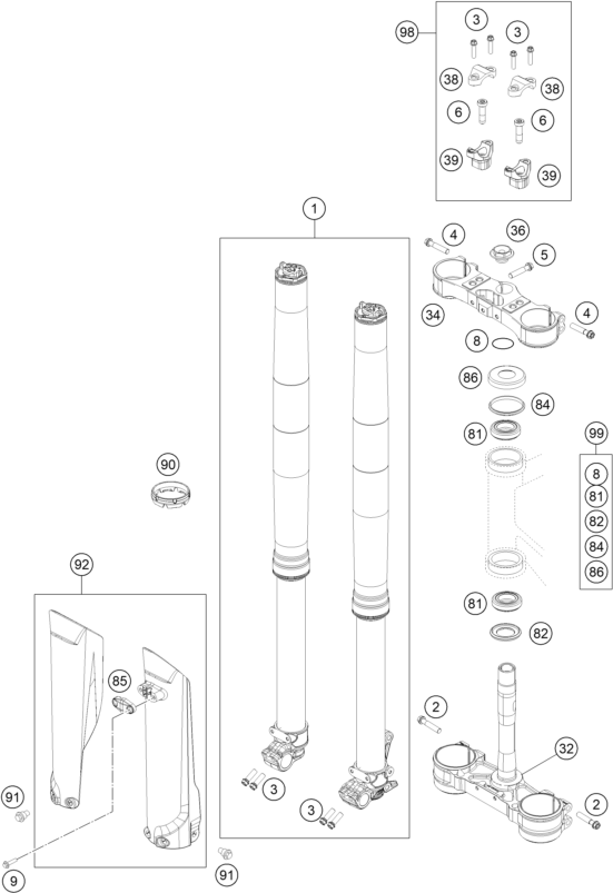 FOURCHE TELESCOPIQUE TE DE FOURCHE POUR 350 EXC-F SIX DAYS 2019 (EU)