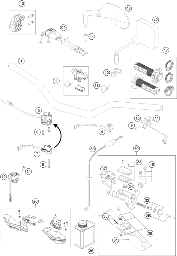 GUIDON ARMATURES POUR 250 EXC-F SIX DAYS 2017 (EU)