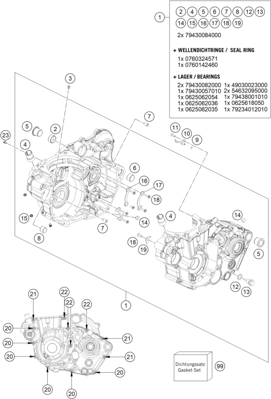 CARTER MOTEUR POUR 450 EXC-F 2017 (EU)