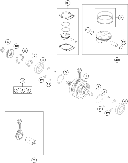 VILEBREQUIN PISTON POUR 250 EXC F 2020 EU