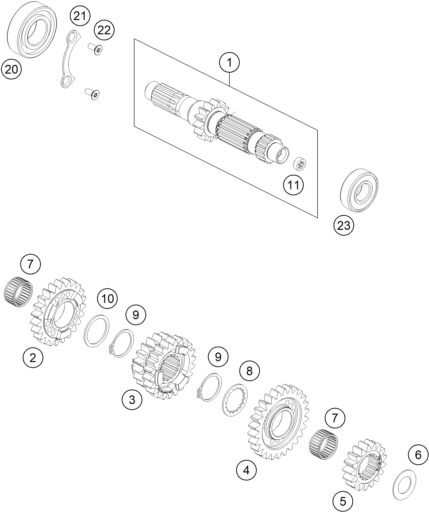 BOITE DE VITESSE I ARBRE PRIMAIRE POUR 450 EXC-F 2023 (EU)