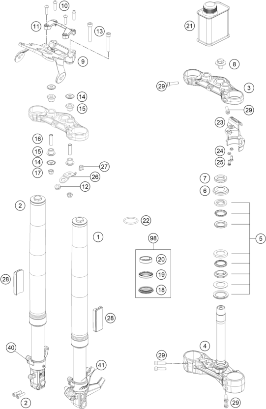 FOURCHE TELESCOPIQUE TE DE FOURCHE POUR 125 DUKE BLACK - B.D. 2021 (EU)