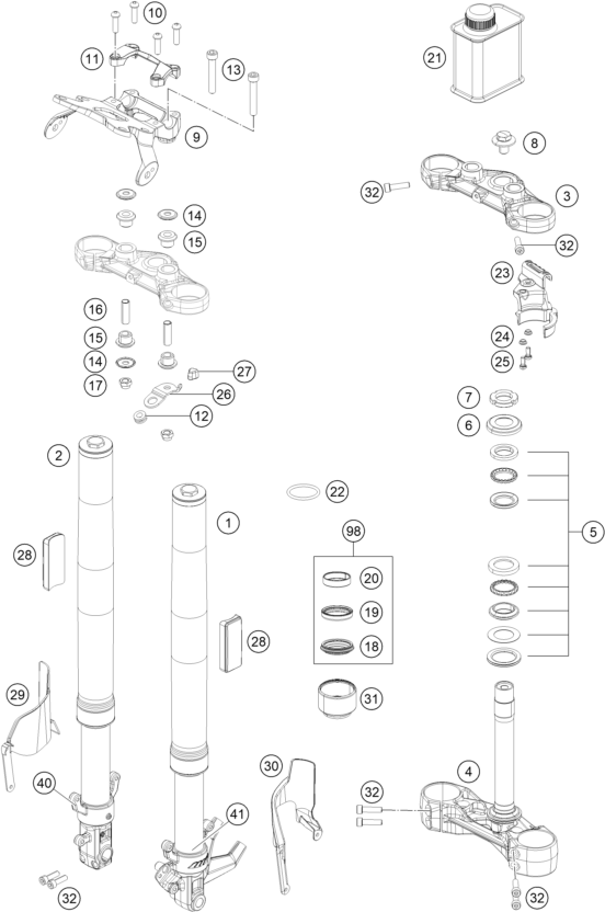 FOURCHE TELESCOPIQUE TE DE FOURCHE POUR 390 DUKE SILVER - B.D. 2021 (EU)