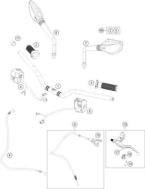 GUIDON ARMATURES POUR 125 DUKE BLACK WO DRL 2023