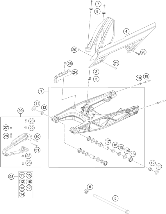 BRAS OSCILLANT POUR 250 DUKE BLACK - B.D. 2021 (EU)