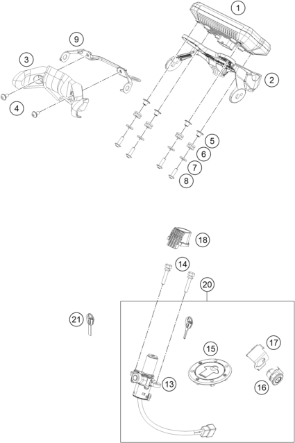 INSTRUMENTS SYSTEME DE VERROUILLAGE POUR 390 DUKE ORANGE - B.D. 2018 (EU)