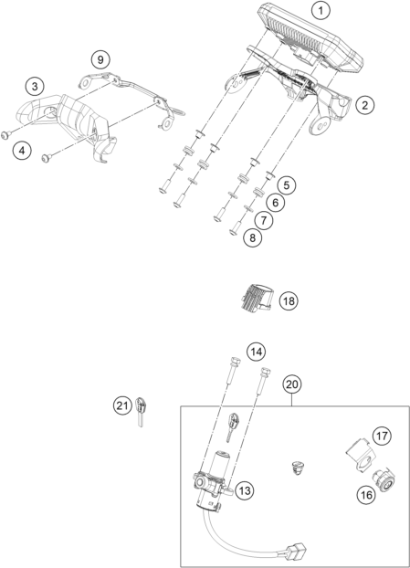 INSTRUMENTS SYSTEME DE VERROUILLAGE POUR 125 DUKE ORANGE - B.D. 2018 (EU)