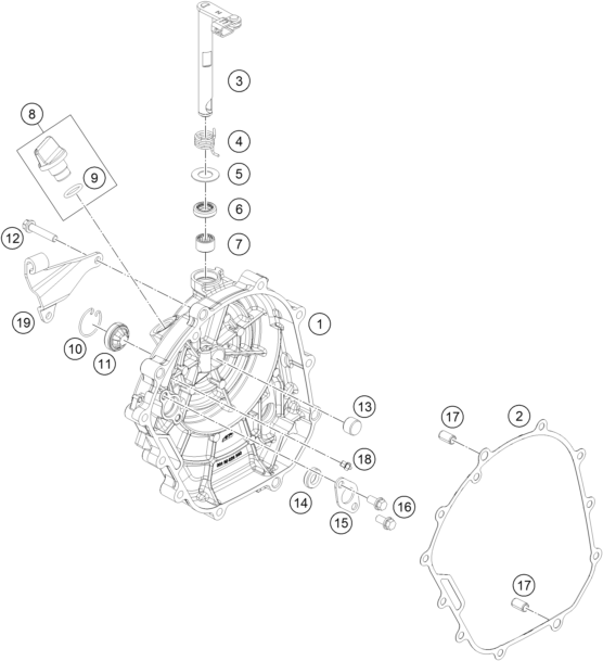 COUVERCLE DEMBRAYAGE POUR 125 DUKE BLACK BD 2021 EU