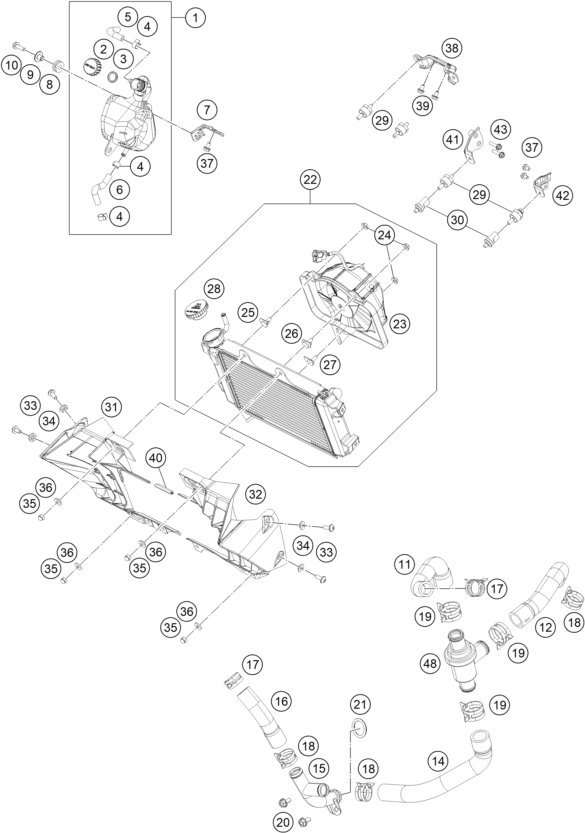 SYSTEME DE REFROIDISSEMENT POUR 125 DUKE ORANGE - B.D. 2018 (EU)