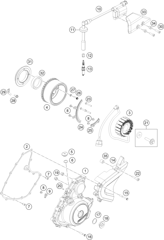 SYSTEME DE ALLUMAGE POUR 250 DUKE ORANGE BD 17 EU
