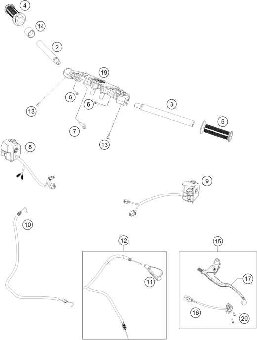 GUIDON ARMATURES POUR RC 125 GREY 2020 (EU)