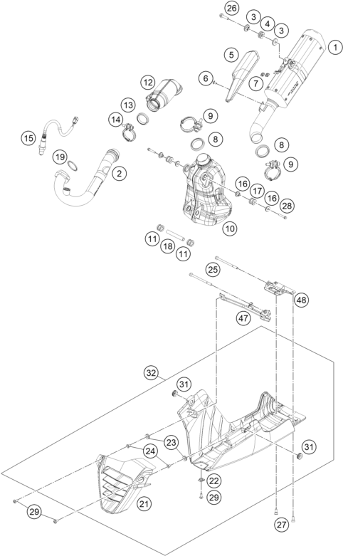 SYSTEME DECHAPPEMENT POUR RC 125 ORANGE 2017 (EU)